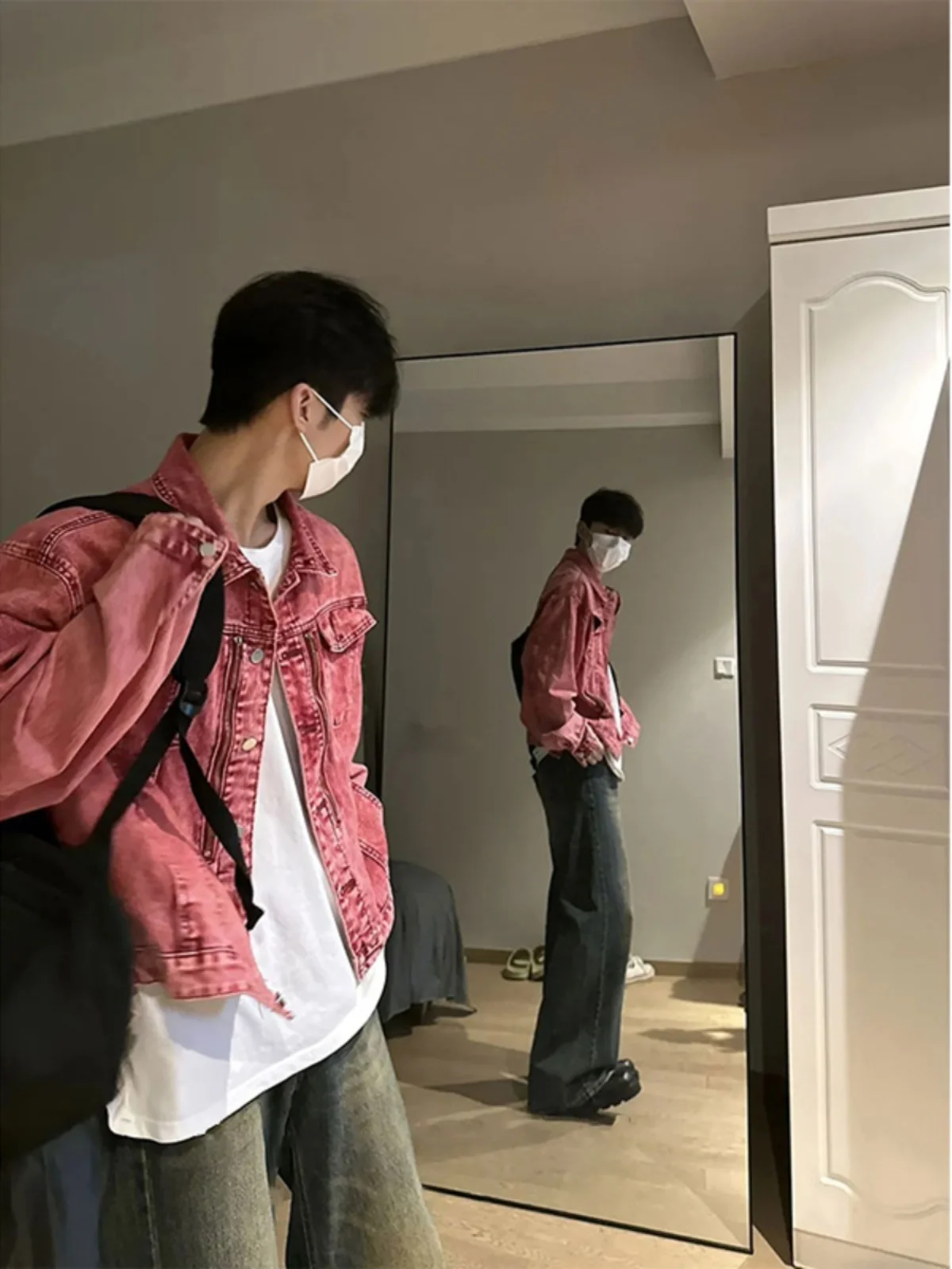 

Мужская джинсовая куртка Cleanfit Pink Denim: модная, премиальная, в американском рабочем стиле, для пар, свободного кроя, с длинными рукавами