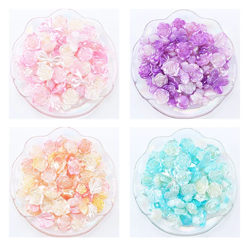 30 g/pacco perle acriliche miste graduali cuore fiori fiocco farfalla Flatbacks Charms perline decorazione di nozze fai da te Cardmaking Craft