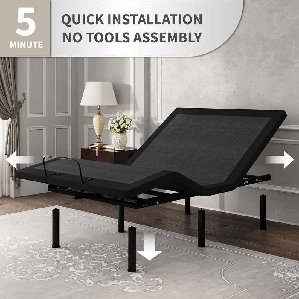 إطار سرير Twin XL قابل للتعديل مع جهاز تحكم عن بعد لاسلكي، إمالة الرأس/القدم، سعة 750 رطل، محرك هادئ، سهل التجميع، يتميز مضاد للشخير