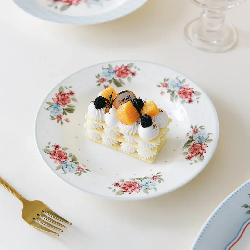 High-value Bone China Tableware Plate Xinju Ceramic Household Tableware Underglaze Color Western Food Plate Flat PlateW30