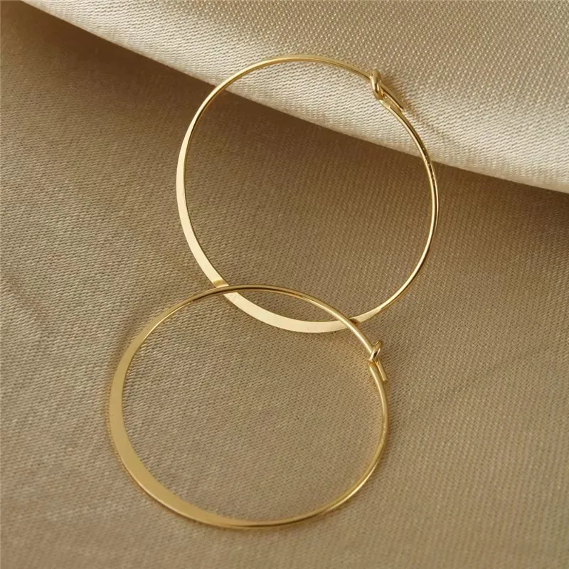 14K Gold Filled Flachdraht-Creolen Goldschmuck Gold-Creolen Brincos Pendientes Oorbellen Boho Damen-Ohrringe – Detail 10