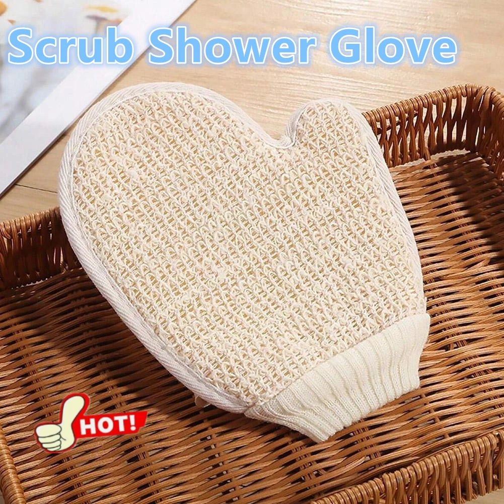

NEW 2-in-1 Body Scrub Shower Glove, 1 Piece Natural Cotton Linen Gentle Exfoliating Scrubber With Mesh Texture For Home Spa