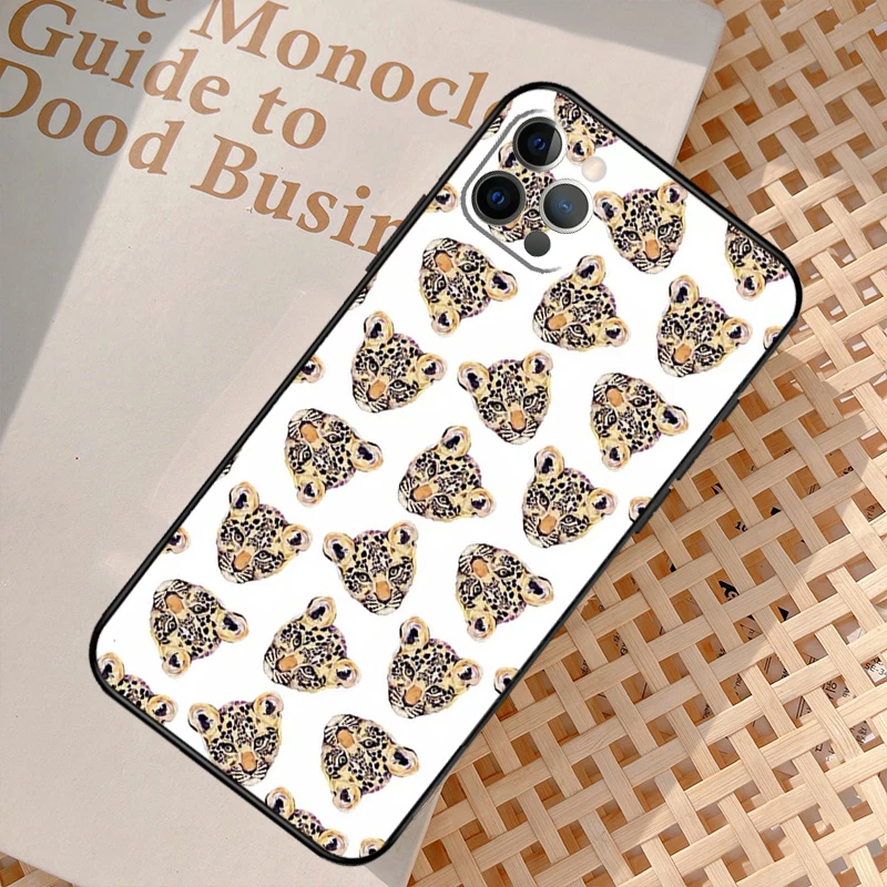 Tigers Cheetah Print Phone Case For iPhone 16 11 12 13 14 15 Pro 12 13 Mini X XR XS Max Plus Cover Coque