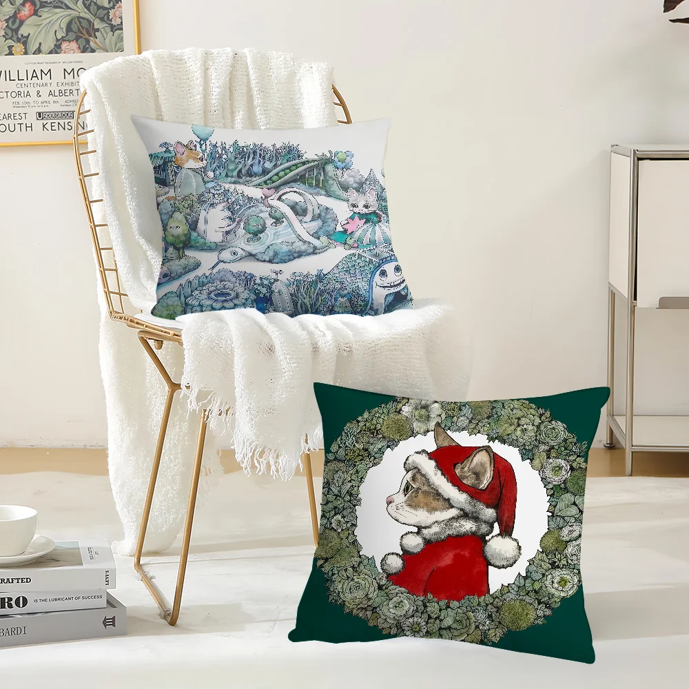 Artist Y-Yuko H-Higuchi Pillow Case Suitable For Bedrooms Living Rooms Cars Home Decoration