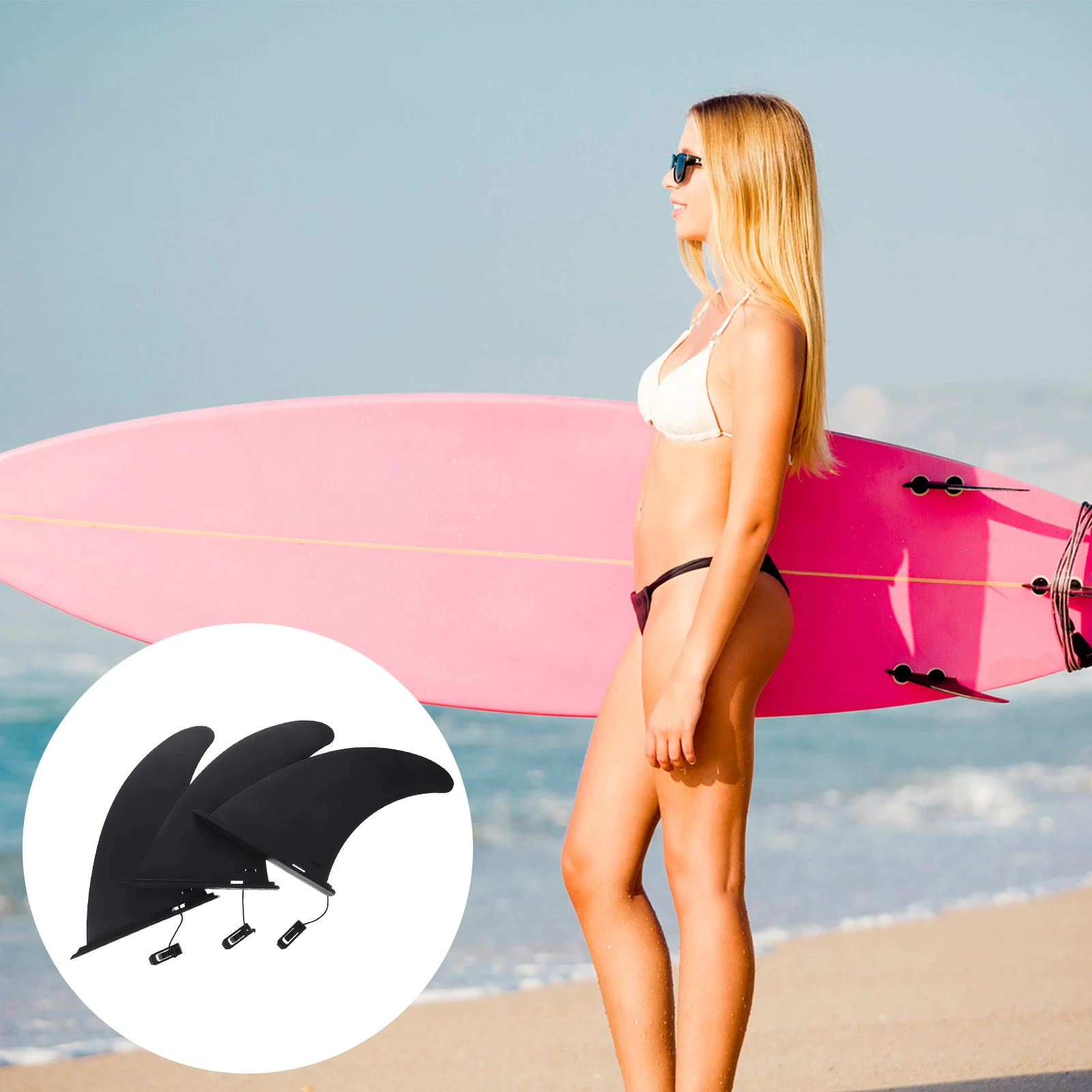 

3pcs Paddleboarding Surfboard Fin Strong Water Flex Medium Template Center Fin for Easy Pivot Tight Turns Hold