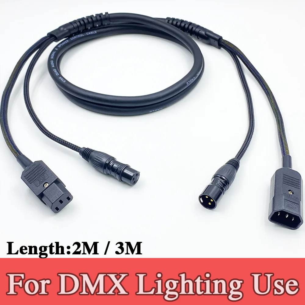 

2M/3M DMX Stage Lighting Combi Cable XLR/IEC Combination 3x2.5mm² Power Cord Hybrid Cable 3Pin DMX C14 C13 Connector Customized