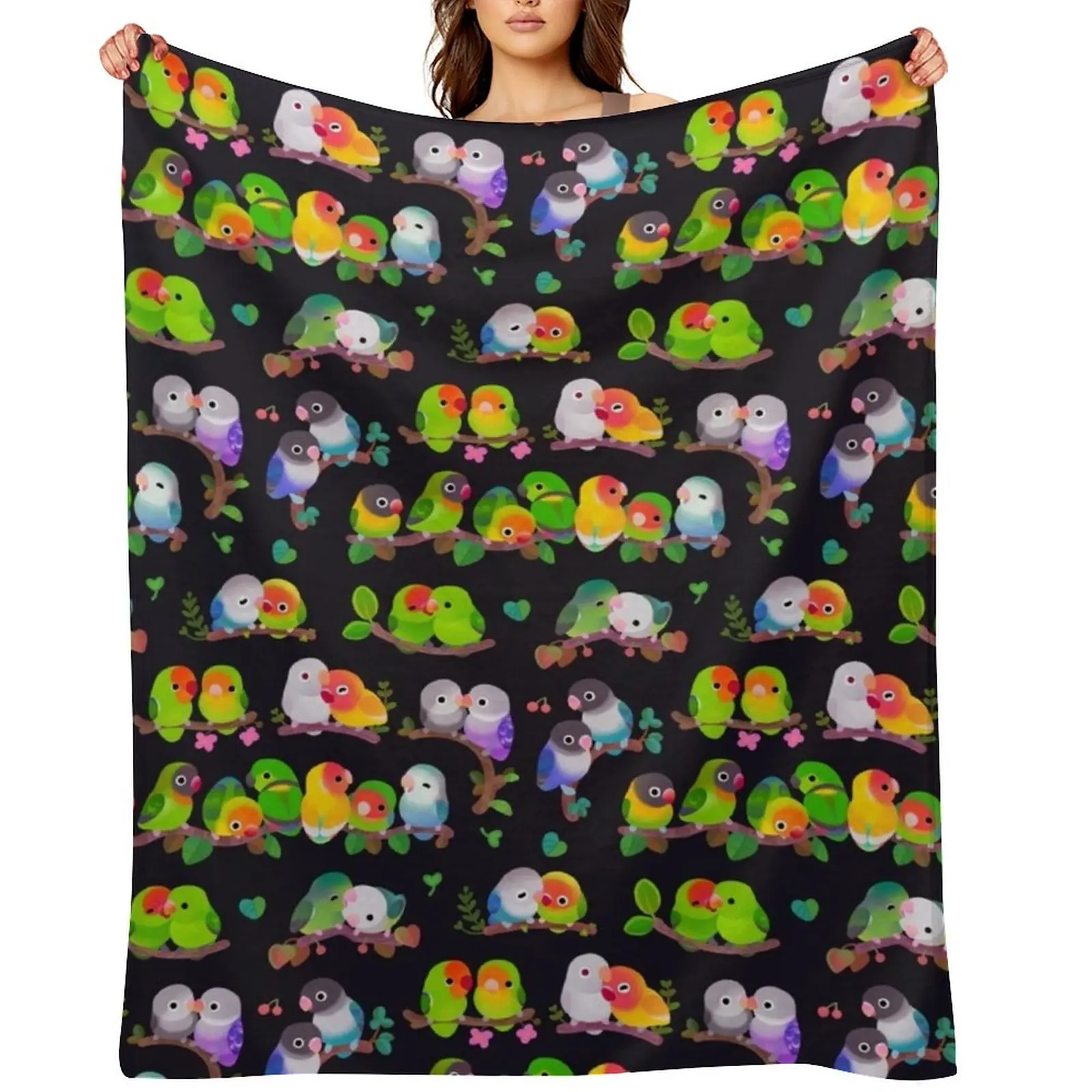 

Lovebird - dark Throw Blanket Flannel wednesday Summer Beddings Blankets