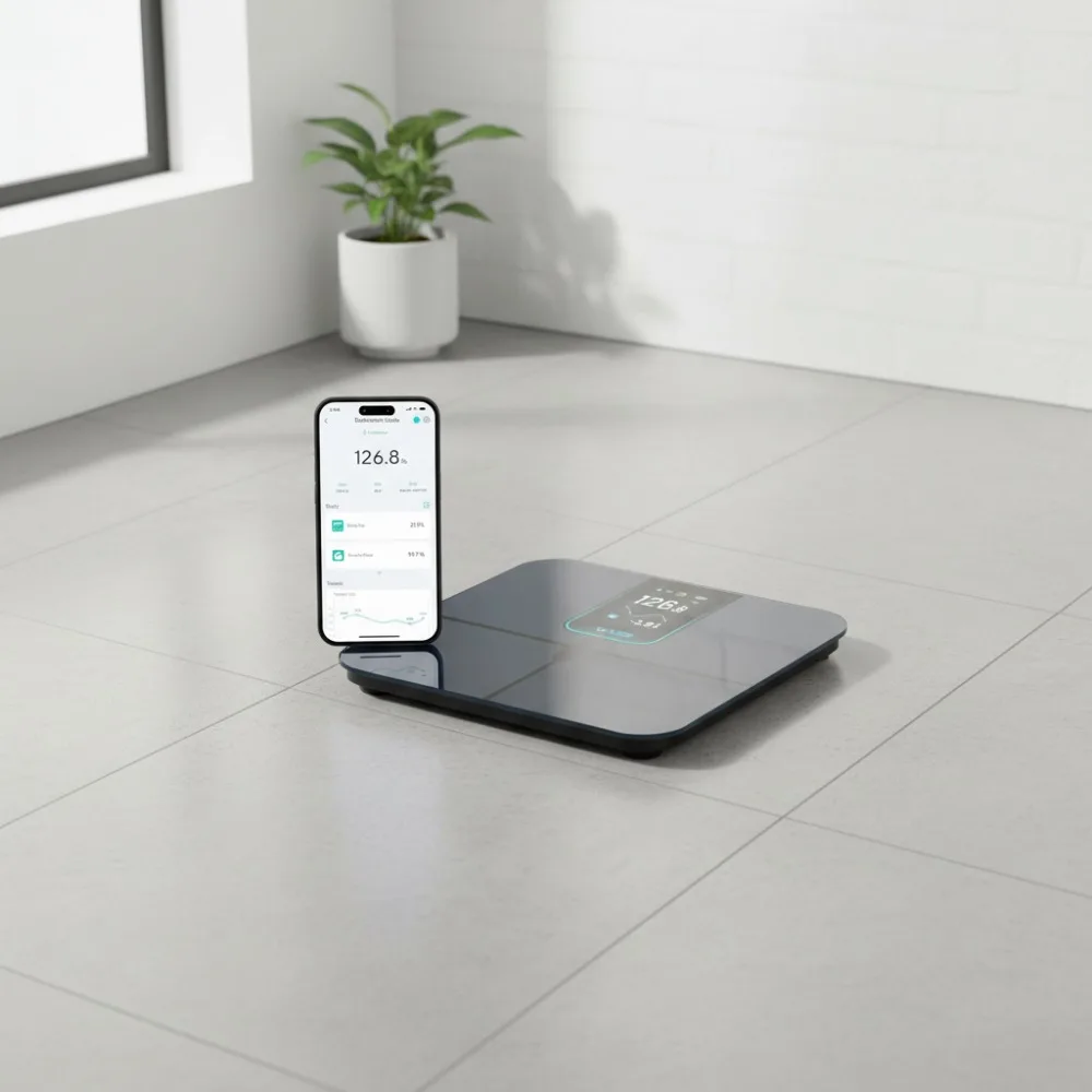 

4.3" Color Display, Tracks Weight BMI Body Fat Muscle Mass Heart Rate, Wi-Fi Bluetooth Sync, 400 lbs Capacity