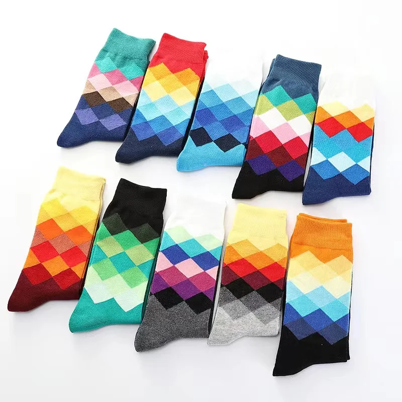 5/10 Pairs Lot Pack Set Men Women Business Classic Socks Lover Christmas Cartoon Funny Geometric Happy Cotton Socks High Quality