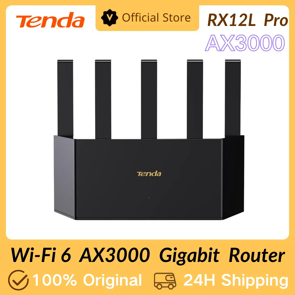 Tenda AX3000 WiFi Router Dual Band Wireless Router with 5 * 6dBi High-Gain Antennas, High Speed WiFi 6 Router with 4 Gigabit