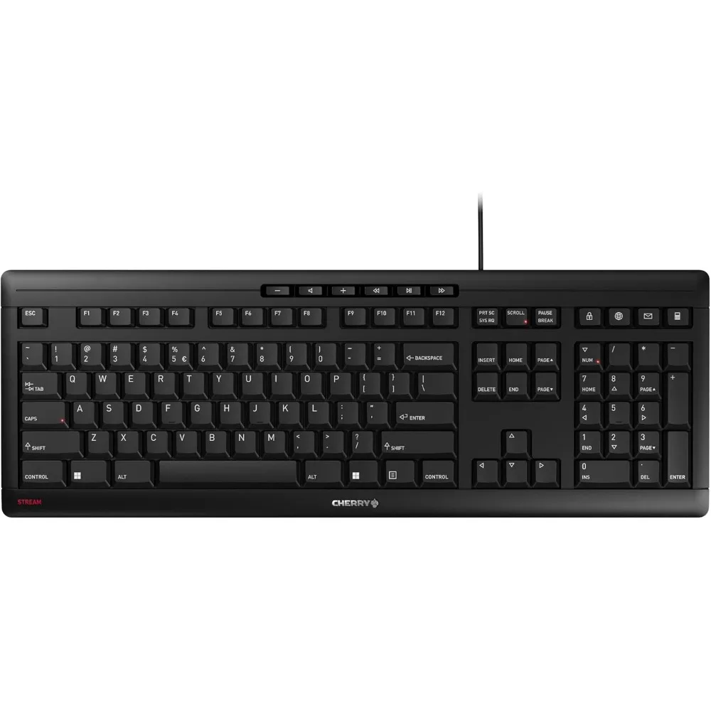 Wired Keyboard for PC/Laptop with Silent Keys, Unique Typing Feel, Slim Design, Scissor Switches, USB-A, QWERTY, Black