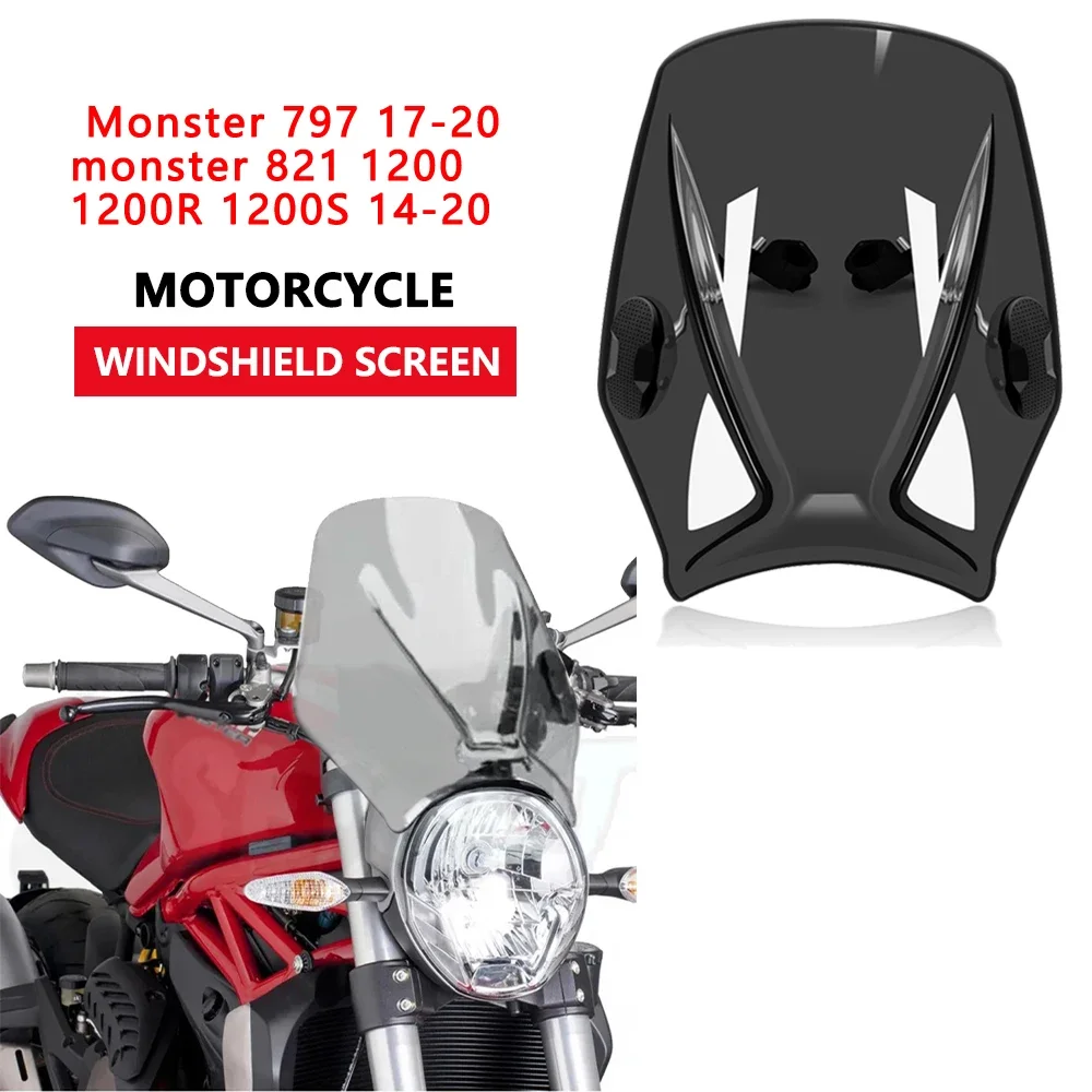 

Motorcycle Windshield Universal Windshield Universal Bracket for Monster 797 17-20 monster 821 1200 1200R 1200S 2014-2020 Winds