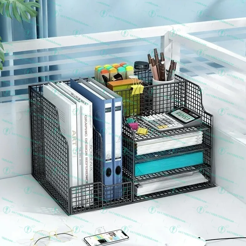 データ文書保管ラック-a4-ファイルバスケット-デスクトップ縦型本棚-事務用品