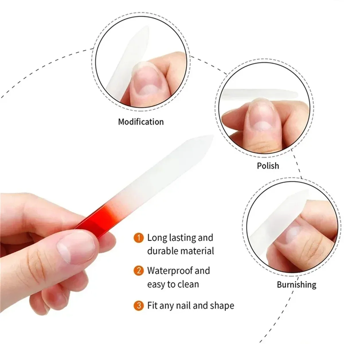 1pcs Colorful Glass Double-Sided Nail Files Strip Professional Transparent Gradient Crystal Polished DIY Manicure Tools Supplies