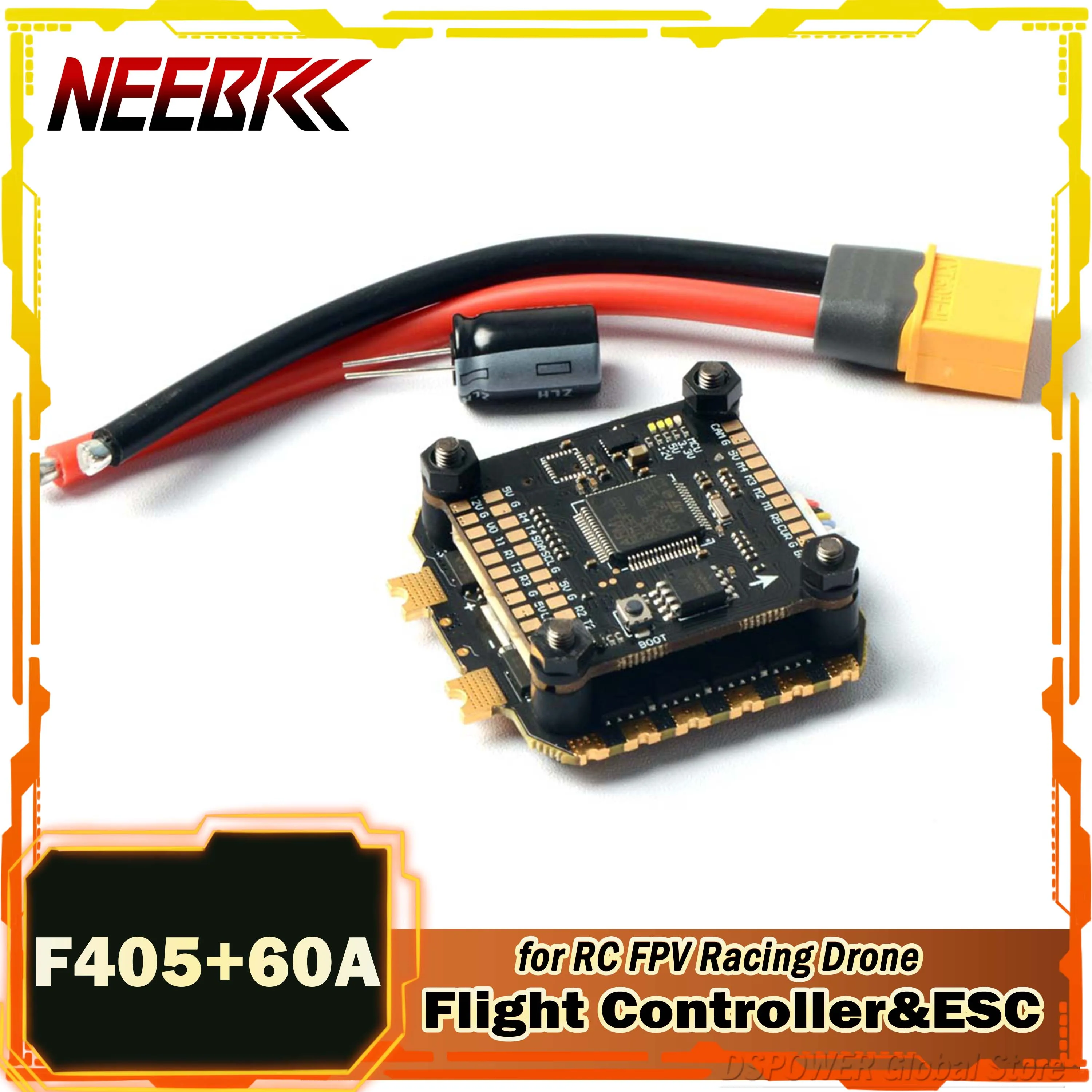 

NEEBRC F405 FC Flight Controller 4in1 60A Brushless ESC Board 5V 12V BEC Dual for RC FPV Racing Drone Mark4 Quadcopter Part Toy