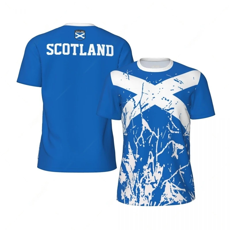 Scotland Flag Graphic Football T Shirts Mens National Emblem 3D Printed Sports T-shirt Running Bike Soccer Tennis Fitness Tees view 2