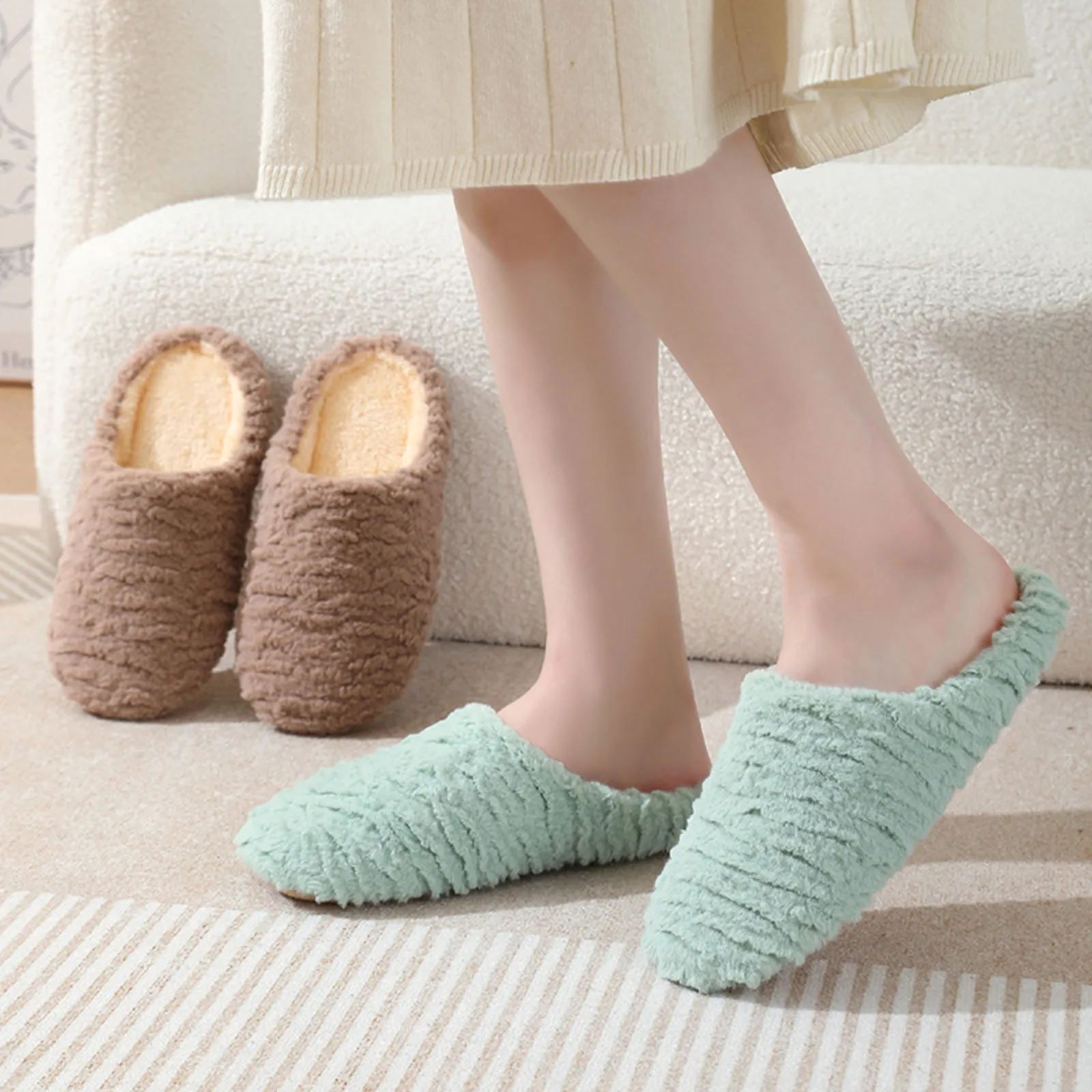 Couple Slippers Japanese Style Spring Autumn Winter Mute Soft Bottom Home Men And Women Wooden Floor Non Slip Silent Slippers