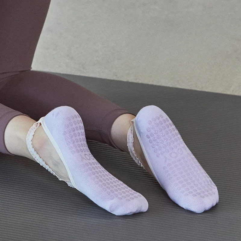 Solid Color Yoga Socks Professional Silicone Non-slip Ballet Pilates Socks Backless Breathable Bandage Cotton Dance Sports Socks