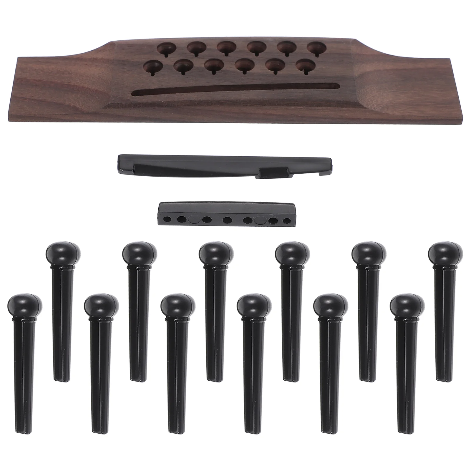 

12-string Folk Rosewood Bridge Twelve-hole Lower Saddle Nail Upper and Pillow Set Pegs Pin