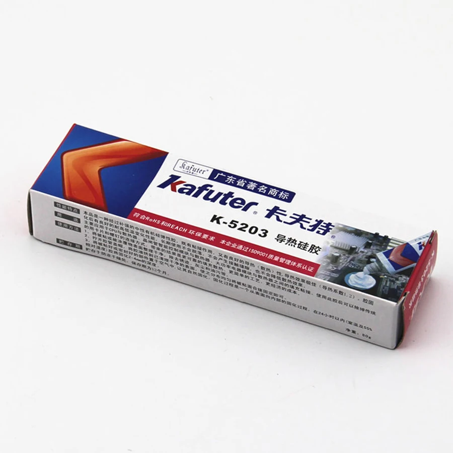 Kafuter 80G K-5203 Led Thermische Geleidende Siliconen Cpu Bonding Lijm Thermische Silica Coëfficiënt 1.2 Wit