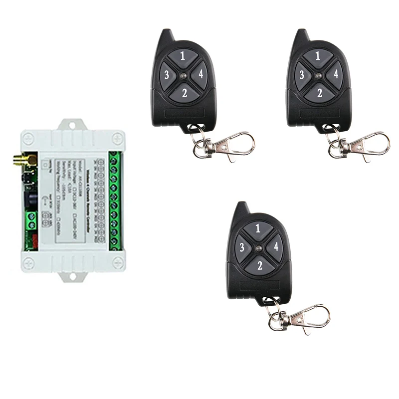 433MHz Universal Wireless Remote DC12V24V 36V 4CH rf Relay Transmitter Remote Garage/LED/Light/Fan/Home appliance Control switch