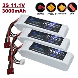 Akumulator Lipo 3S 11.1V do 3000mAh 45C z wtyczką XT60 DEANS T XT30 JST do samolotu RC Quadcopter Drone FPV Boat Helicopter