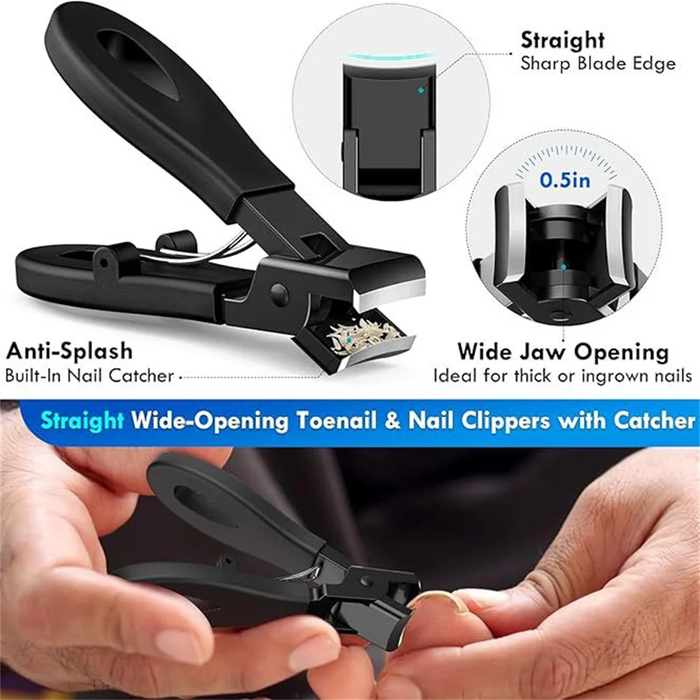 頑丈なワイドジョー角度付き回転式爪切りセット 高齢者男性用フットフィンガーケアツール 巻き爪クリッパー付き
