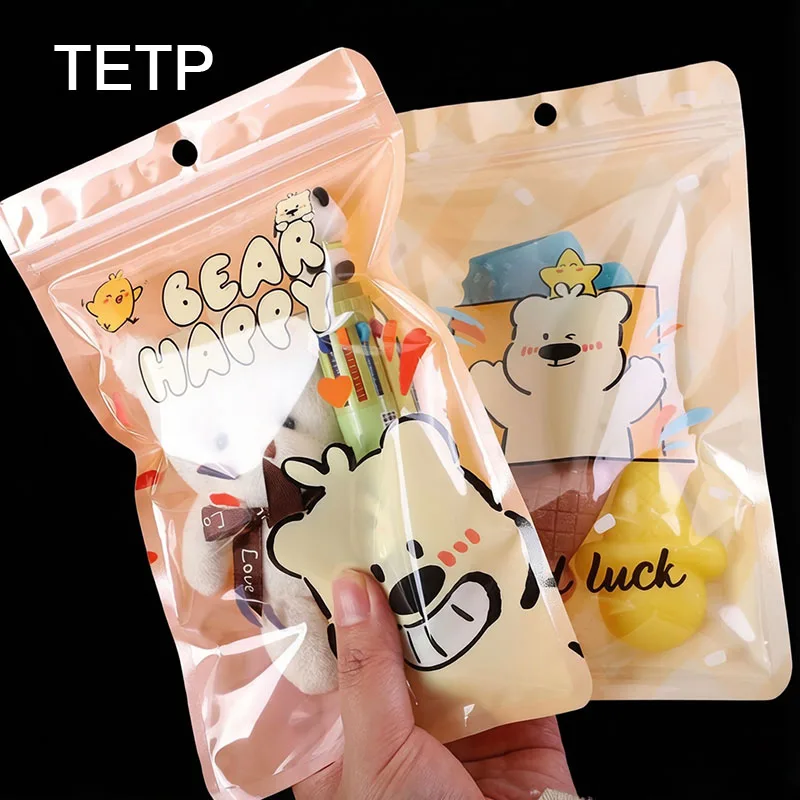 

TETP 50Pcs Cartoon Ziplock Bags With Hanging Hole Phone Case Packaging For Small Business Home Handmade Cookies Baking Candy