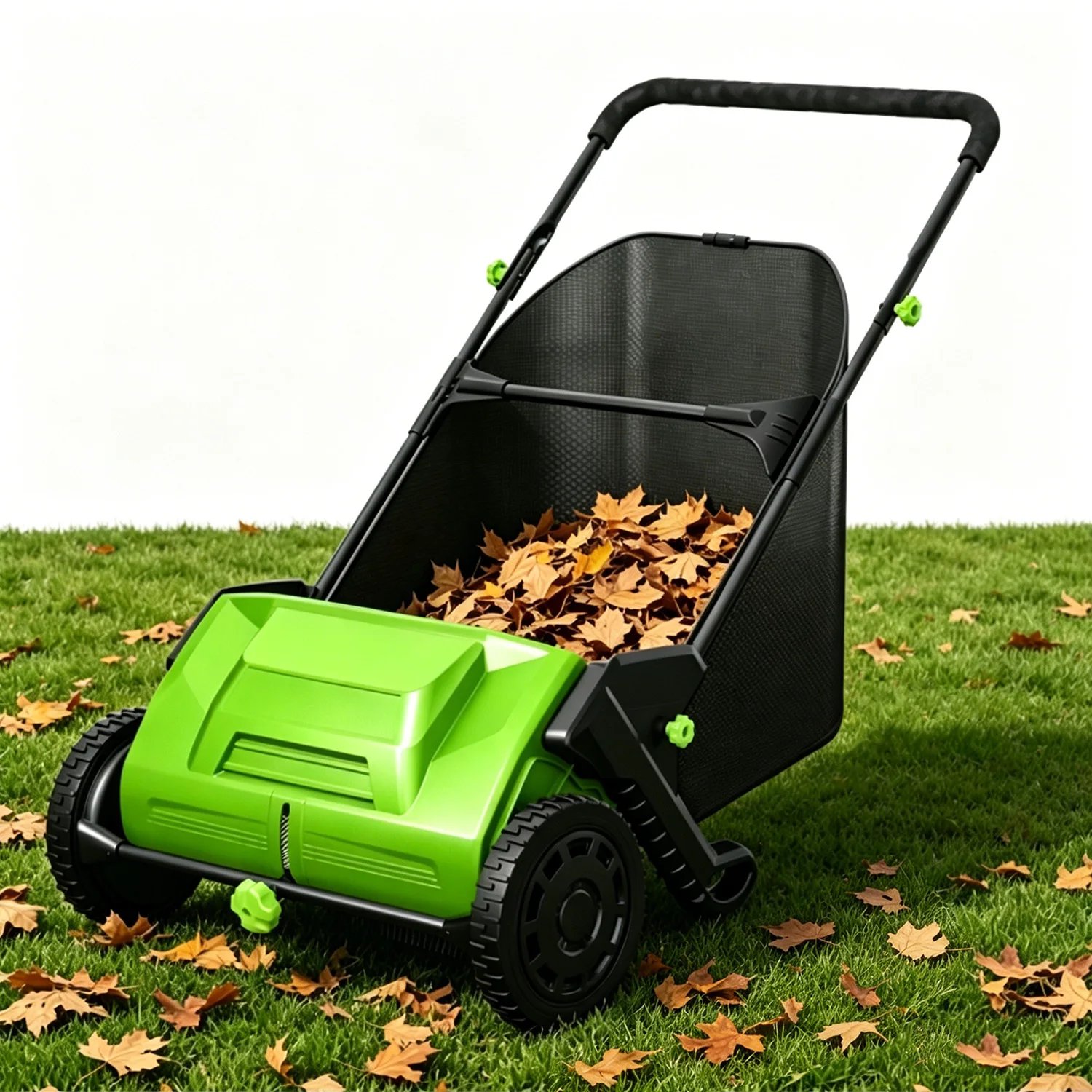 Vertak Manual Lawn Sweeper Durable Walk Behind Garden Grass & Leaf & Collector with 103L Large Capacity Mesh Bag