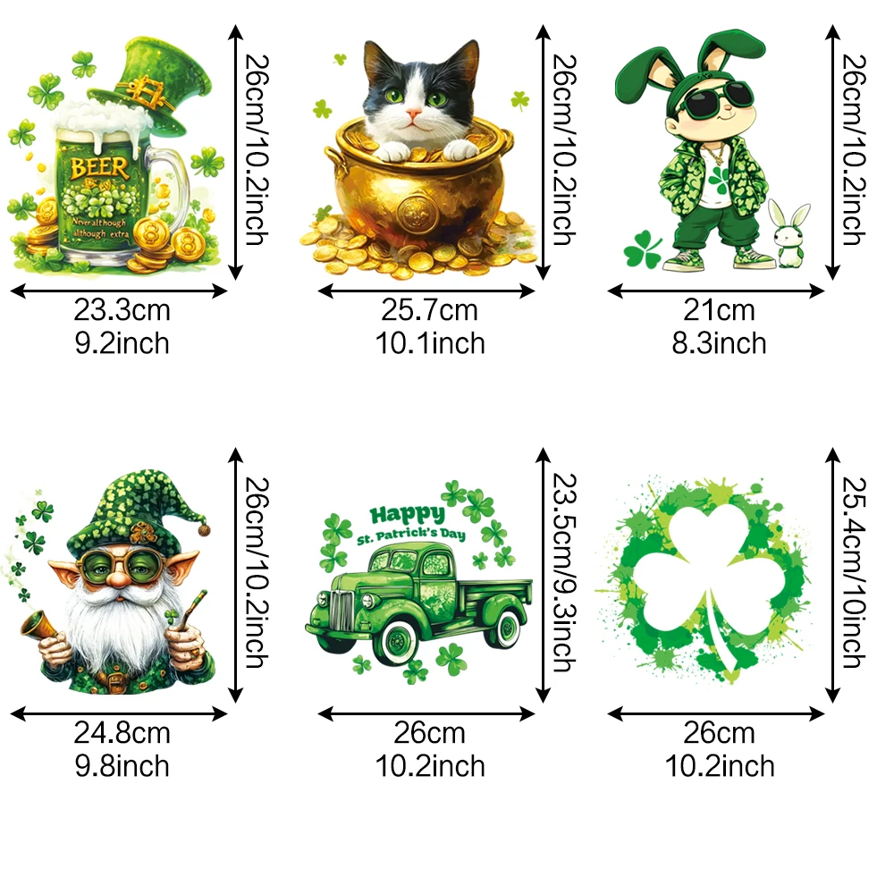 مجموعة ملصقات الضغط والطباعة بنمط كرتوني كلوفر من سانت باتريك - ديكور مختلط الألوان مناسب للاستخدام بنفسك