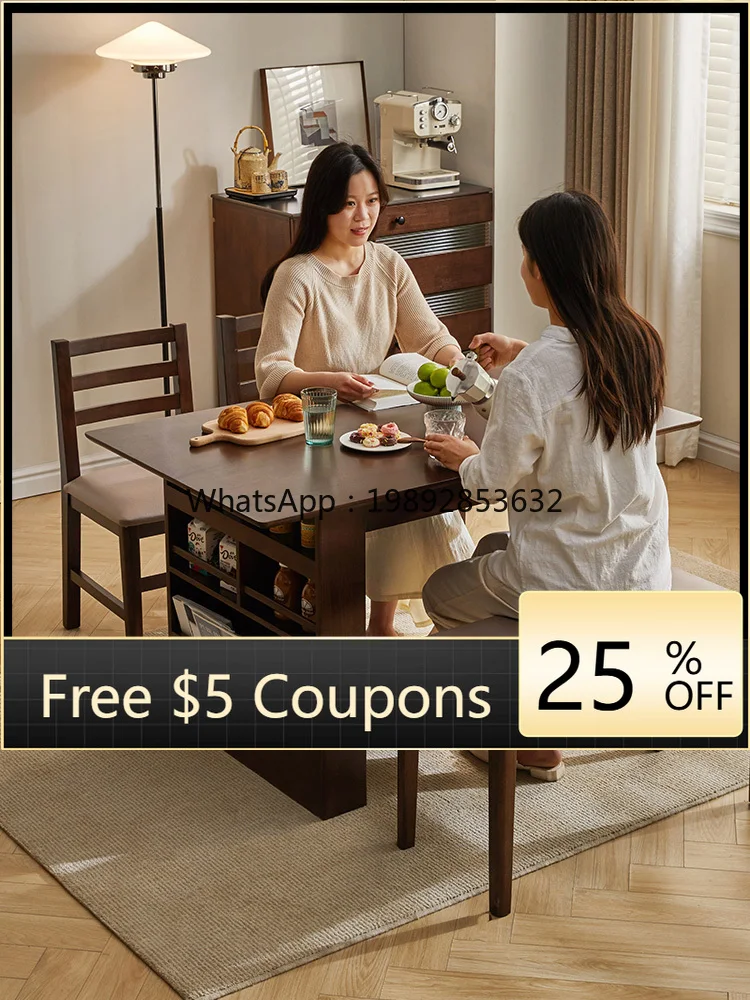 

ZZXL Solid Wood Dining Table Home Folding Table Japanese Dining and Chair Combination Restaurant Eight-Immortal