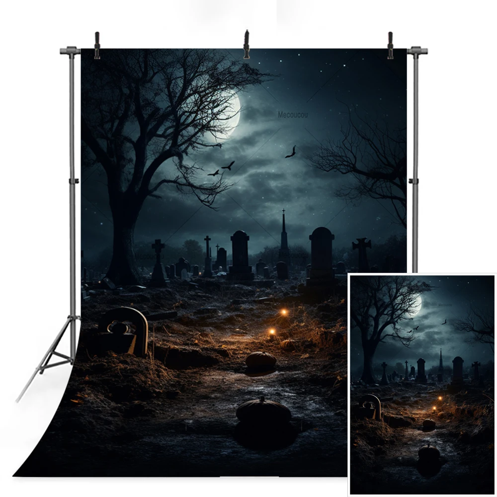 Halloween Party Vertical Backdrop Custom Terror Ghost Shadow Skeleton Cross Scary Castle Kids Room Photography Decor Background