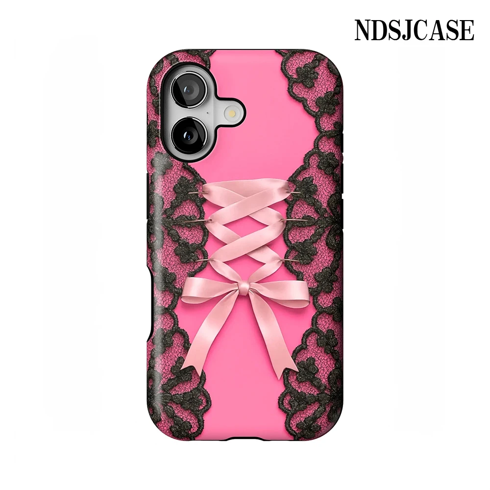 

Luxury Creativity Pink Corset Phone Case for iPhone 17 16 15 14 13 12 11 Pro Max Air Plus Luxury Double-layer Back Cover