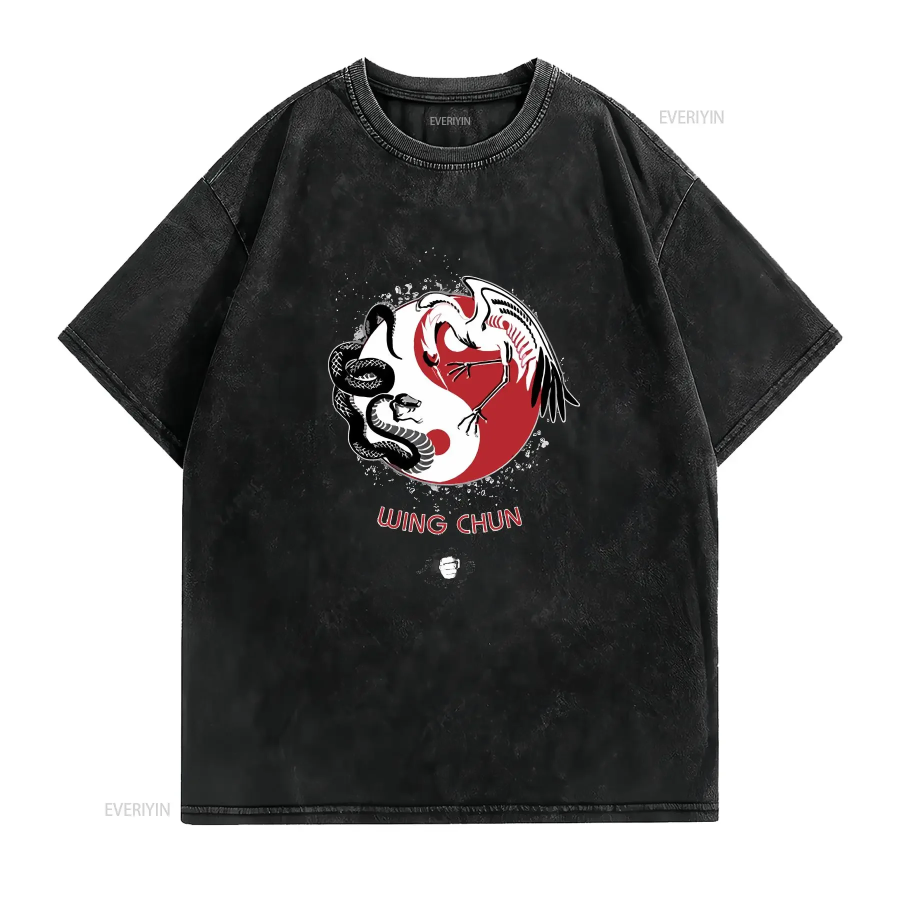 Wing Chun Snake and Crane Battle T Shirt vintage Washed streetwear designer clothes graphic Unisex Breathable Stretched fashion