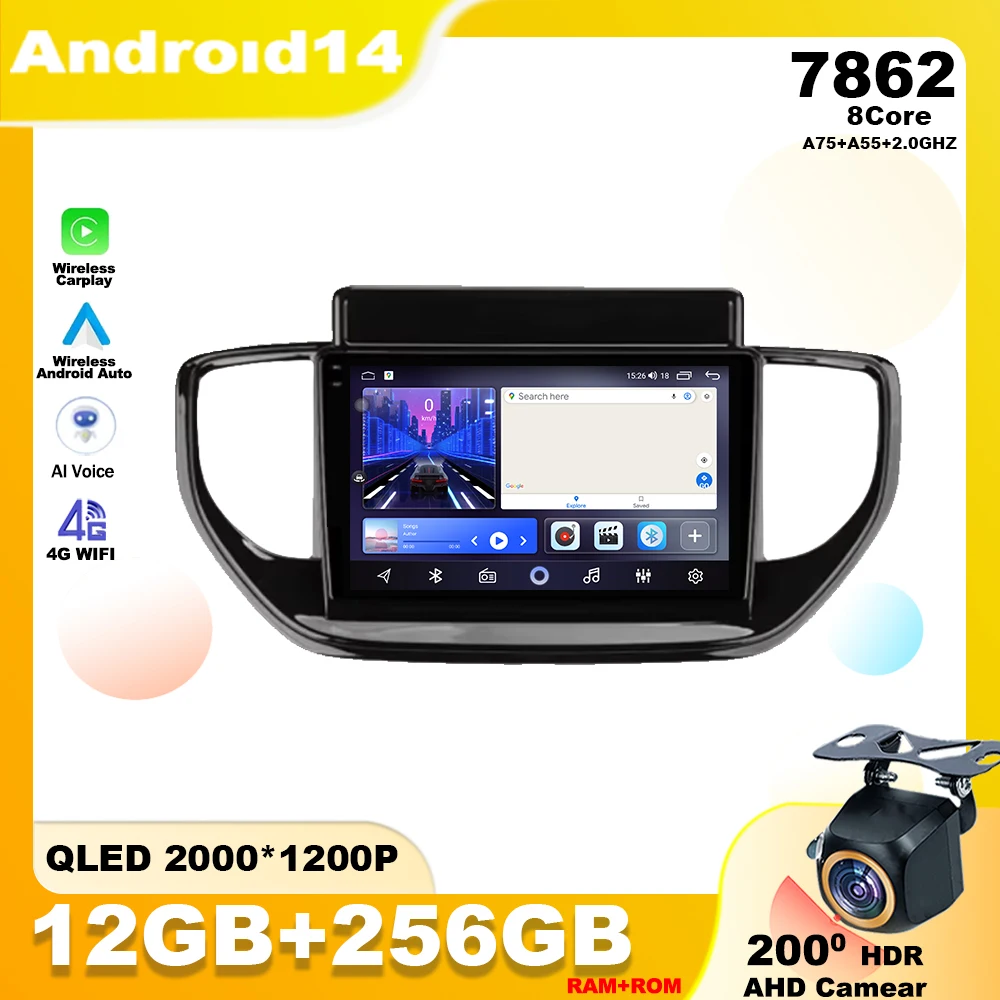 

Android 14 For Hyundai Solaris Accent 2 II 2020 - 2021 Car Radio Multimedia Player Stereo Navigation GPS Carplay Screen QLED 4G