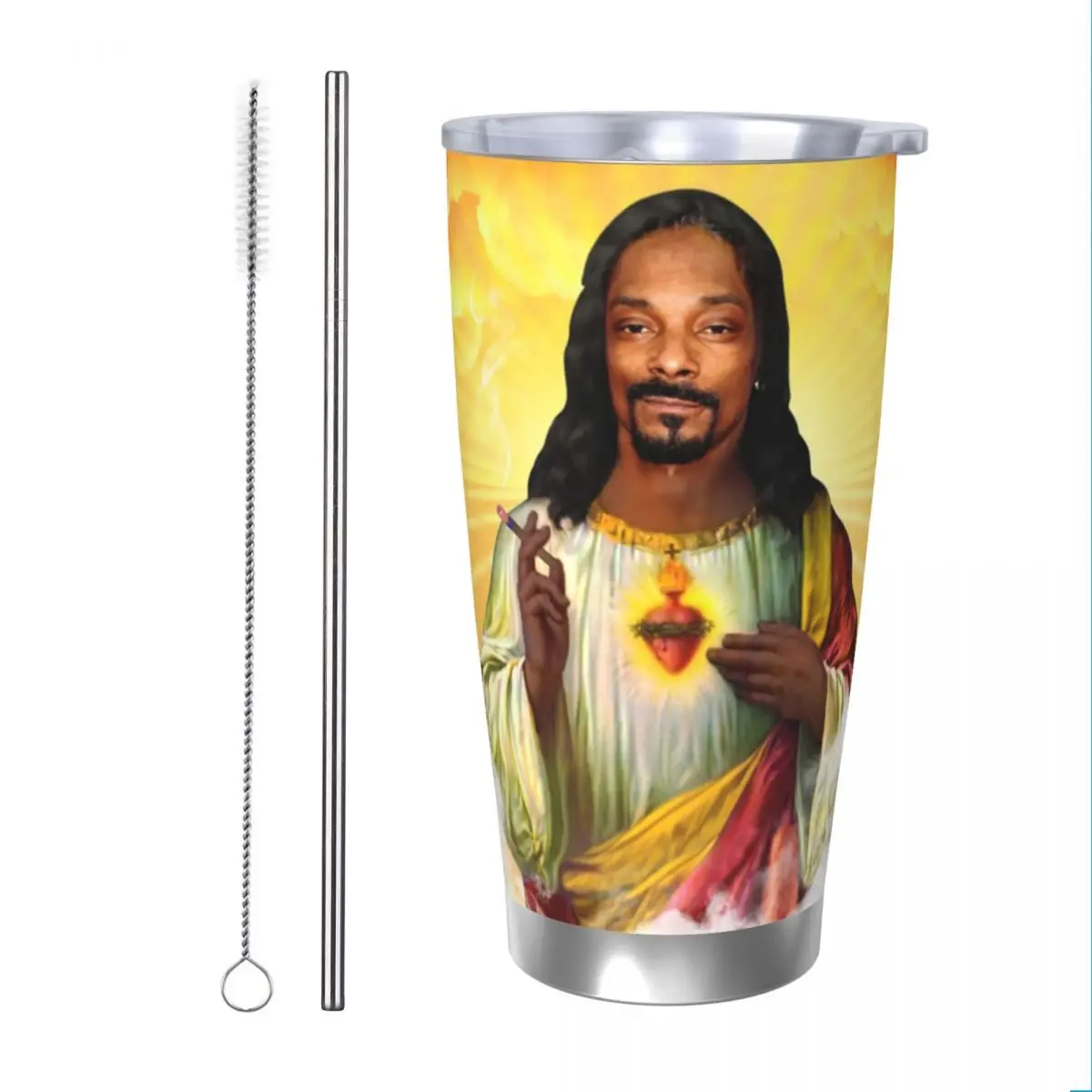 Saint Jesus Snoop Dogg Tumbler Vacuum Insulated Coffee Cups Vacuum Flask Outdoor Mugs Spill Proof, 20oz