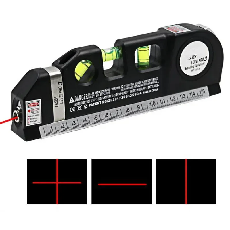 LV-03 Red Laser Level Ruler Crosshair/Vertical/Horizontal Line Multipurpose Tape Measure Metric Rulers LV03