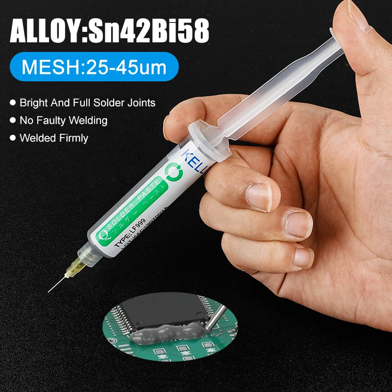 معجون لحام حقنة خالية من الرصاص ، درجة حرارة منخفضة ، SMD ، Sn42Bi58 ، LED ، BGA ، لحام الهاتف ، إصلاح القصدير ، ℃ ، جديد