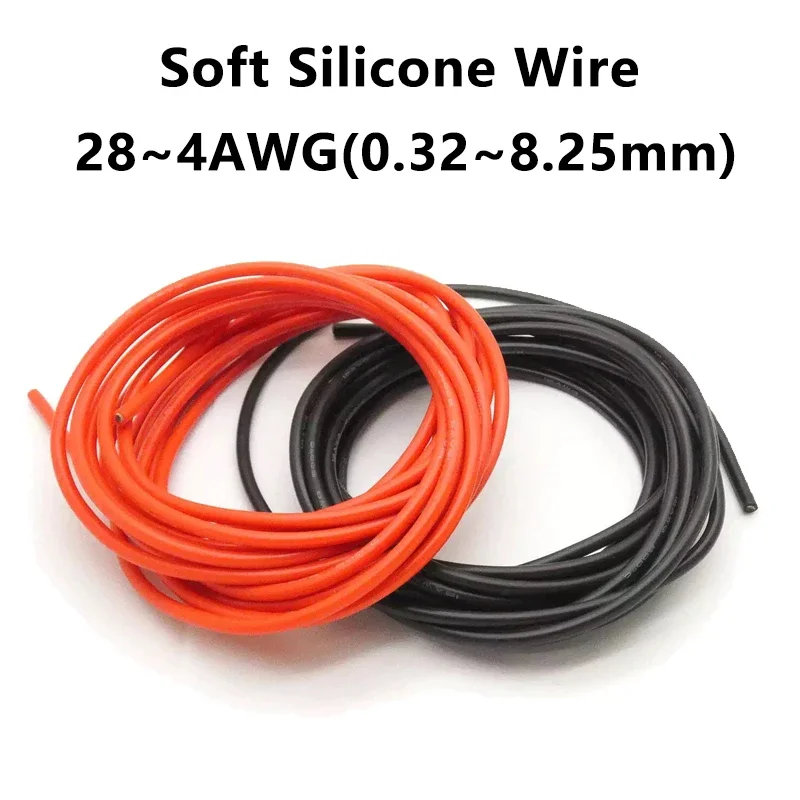 Solar Panel Cable Heat Resistant Red Black Soft Silicone Cable 22 20 18 16 14 12 10 8 6 4 AWG For Car Battery Automotive Wiring