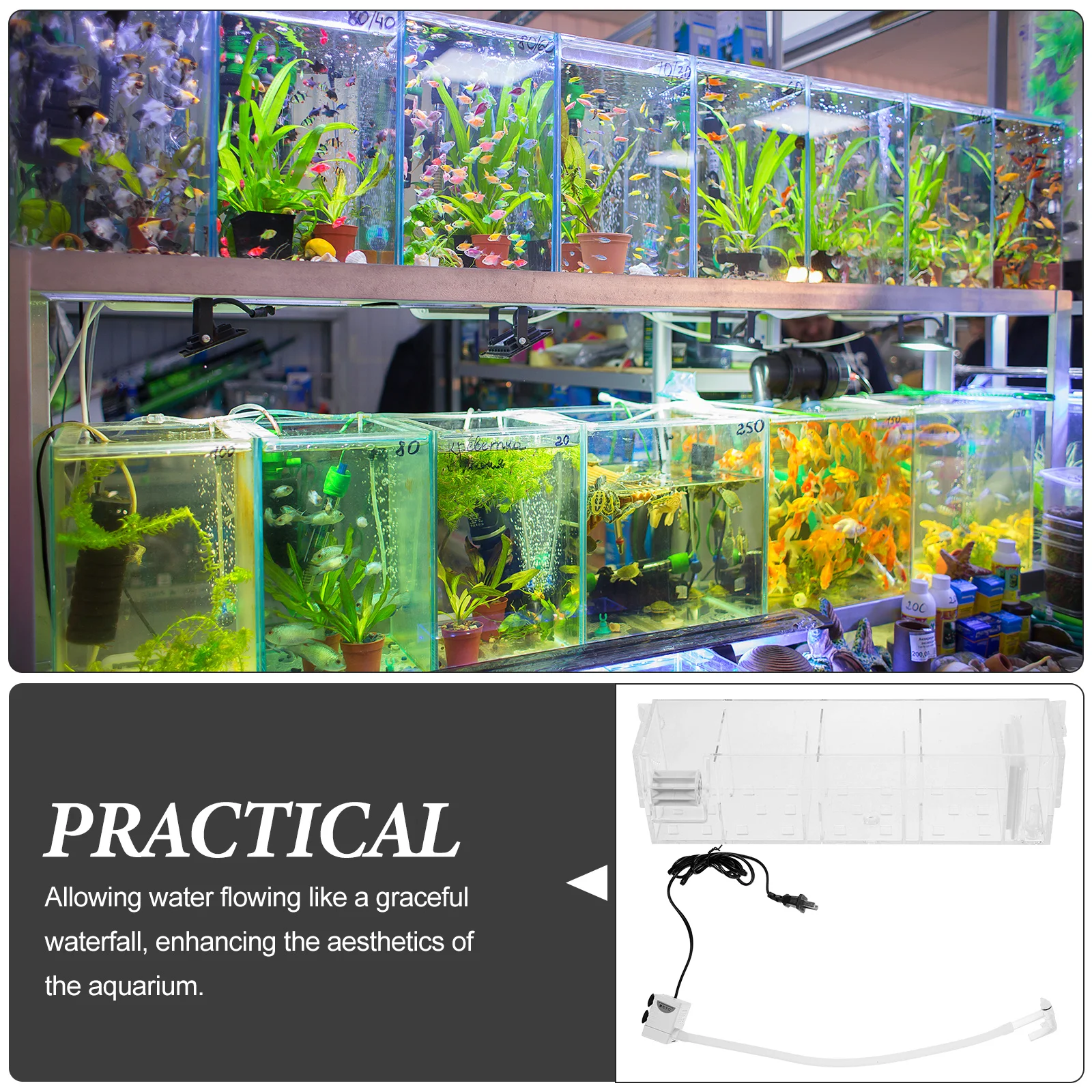 

1Set Fish Tank Filter Box Acrylic Clear Aquarium Hanging Drip Purification Filtration Box Ideal for Home Office