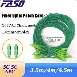 50/100 pièces vert SC/APC vers SC/APC câble Internet à fibre optique SC cordon de raccordement fibre optique SM monomode G657A2 1,6 mm SC jarretière de raccordement à fibre optique vert