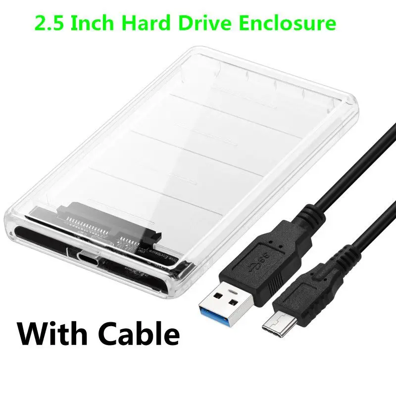 USB 3.1 External Hard Drive 2.5-Inch SATA Transparent Hard Drive Box Optimization SSD Supports UASP SATA III