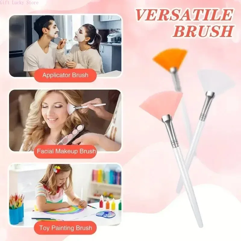 1/3/5/10 Uds. Cepillos faciales prácticos cepillo en forma de abanico aplicador de mascarilla Facial de cabeza plana cepillos de máscara portátiles suaves herramientas cosméticas