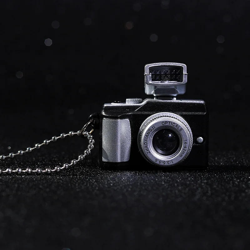 Creative Simulation Kawaii Mini Camera LED Glow Sound Camera Keychain Necklace Pendant Women Men Birthday Gift Funny toy