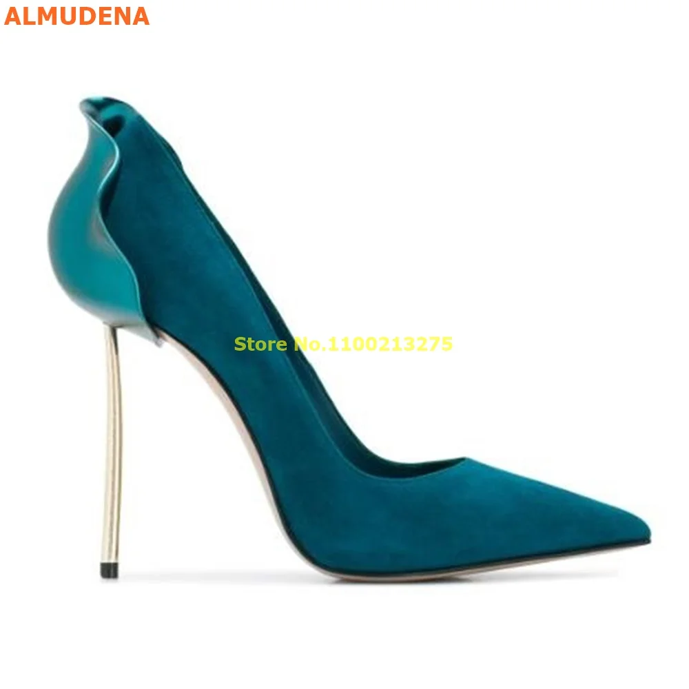 Suede Petalo Heel Pumps Shallow Slip On Thin High Heel Solid Candy Color Manufacturer Fashion Women Wedding Shoes