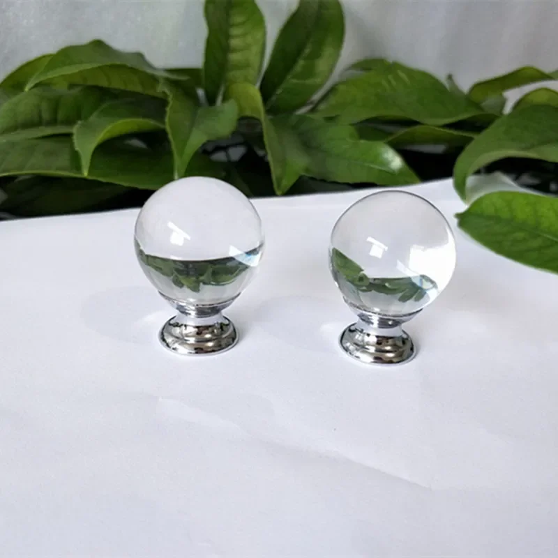 Clear Crystal Round Handles for Cabinets Door Hardware Furniture Pull Knobs Drawer Wardrobe Cupboard Kitchen Decor
