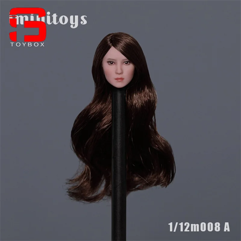 In Stock IminiToys M008 M009 1/6 1/12 Asian Female White Skin Head Carving Model Fit 12'' 6'' Soldier Action Figure Body