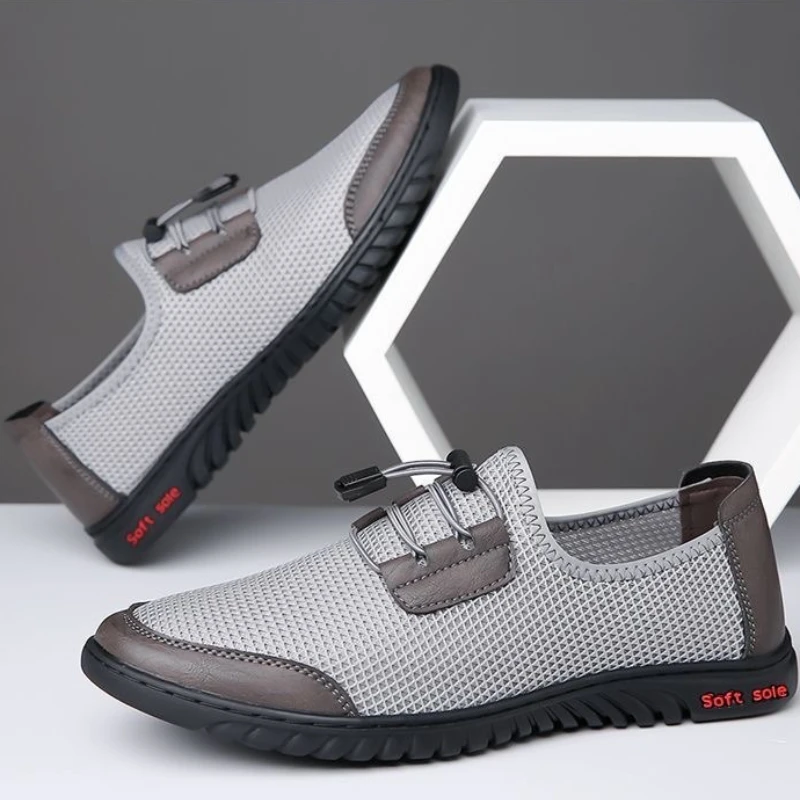 

Summer Mesh Breathable Flat Shoes for Men Fashion Slip-on Loafers for Men Light Comfortable Driving Shoes Tennis Shoes Sneakers