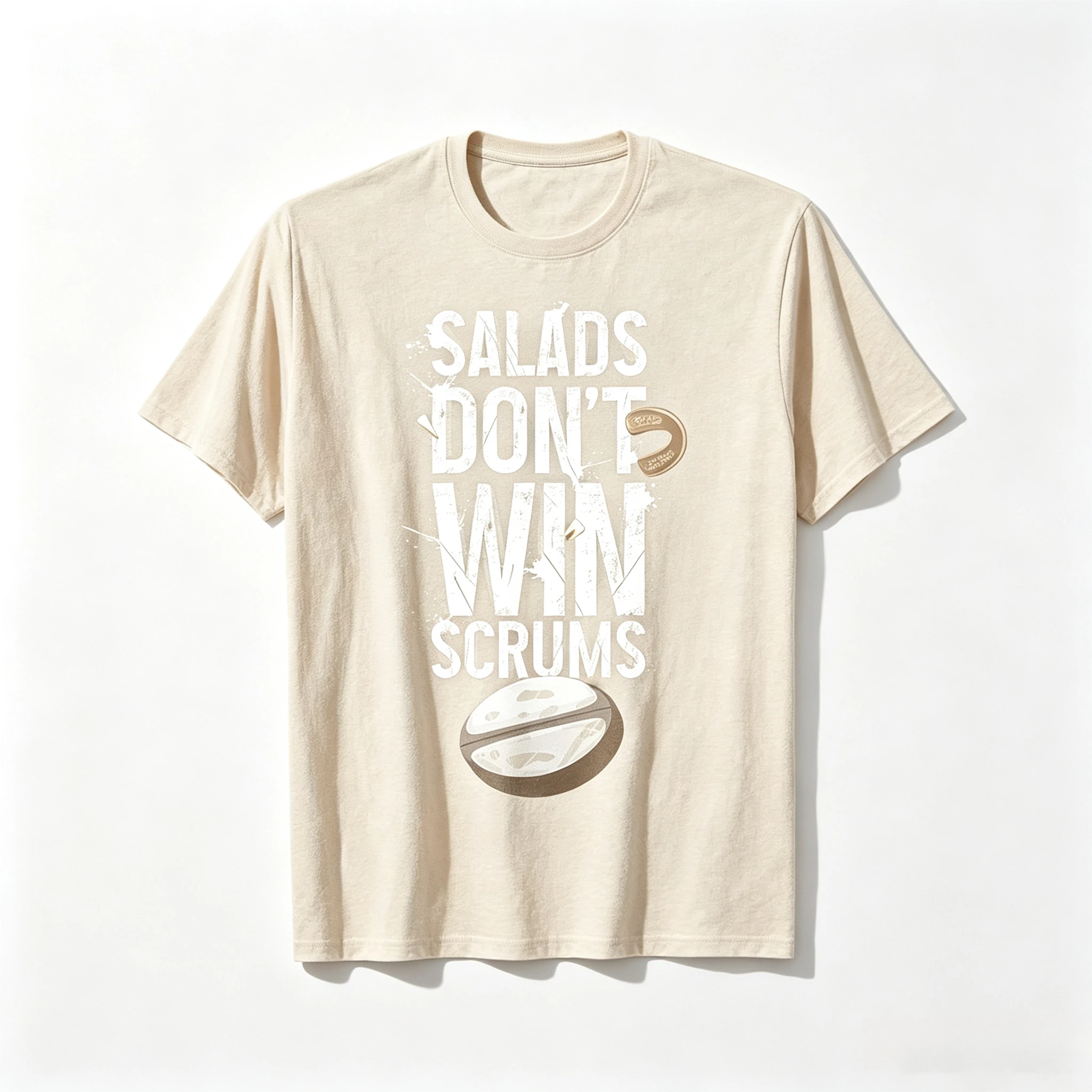 T-shirt de rugby amusant pour hommes - Slogan « Les salades n'ont pas gagné les scrums » et motif rugby - T-shirt à col rond, coupe ample, décontracté, toutes saisons
