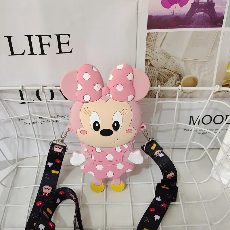 Disney Cute Minnie Mouse Kids Mini Bag Fashion Versatile One Shoulder Crossbody Bags Cartoon Anime Girl Coin Purse Birthday Gift